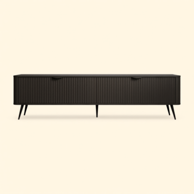 Mid-Century Modern Fluted TV Stand with Push-to-Open