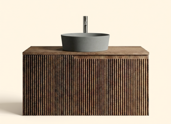 Modern Rustic Industrial Organic Bathroom Vanity – 120cm