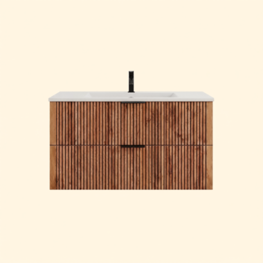 Japandi Textural Wood Vanity - 100cm