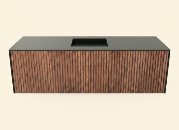 160cm Modern Fluted Bathroom Vanity – Push to Open